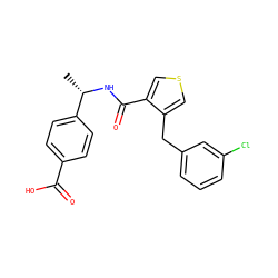 C[C@H](NC(=O)c1cscc1Cc1cccc(Cl)c1)c1ccc(C(=O)O)cc1 ZINC000045358395