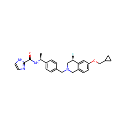 C[C@H](NC(=O)c1ncc[nH]1)c1ccc(CN2Cc3ccc(OCC4CC4)cc3[C@H](F)C2)cc1 ZINC001772640294