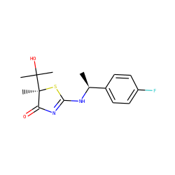 C[C@H](NC1=NC(=O)[C@@](C)(C(C)(C)O)S1)c1ccc(F)cc1 ZINC000040848960