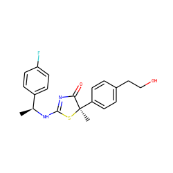 C[C@H](NC1=NC(=O)[C@@](C)(c2ccc(CCO)cc2)S1)c1ccc(F)cc1 ZINC000040393300