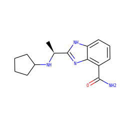 C[C@H](NC1CCCC1)c1nc2c(C(N)=O)cccc2[nH]1 ZINC000040933312