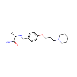 C[C@H](NCc1ccc(OCCCN2CCCCC2)cc1)C(N)=O ZINC000169307548