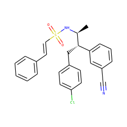 C[C@H](NS(=O)(=O)/C=C/c1ccccc1)[C@@H](Cc1ccc(Cl)cc1)c1cccc(C#N)c1 ZINC000028705054