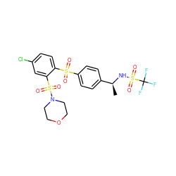 C[C@H](NS(=O)(=O)C(F)(F)F)c1ccc(S(=O)(=O)c2ccc(Cl)cc2S(=O)(=O)N2CCOCC2)cc1 ZINC000028898899