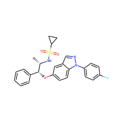 C[C@H](NS(=O)(=O)C1CC1)[C@H](Oc1ccc2c(cnn2-c2ccc(F)cc2)c1)c1ccccc1 ZINC000113774020