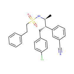 C[C@H](NS(=O)(=O)CCc1ccccc1)[C@@H](Cc1ccc(Cl)cc1)c1cccc(C#N)c1 ZINC000028705043