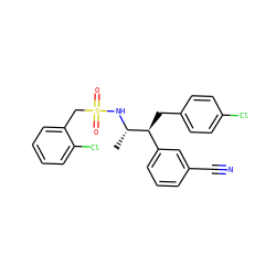 C[C@H](NS(=O)(=O)Cc1ccccc1Cl)[C@@H](Cc1ccc(Cl)cc1)c1cccc(C#N)c1 ZINC000028705024