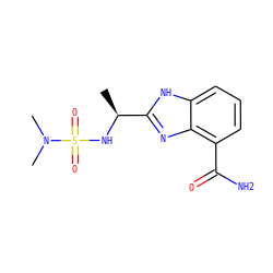 C[C@H](NS(=O)(=O)N(C)C)c1nc2c(C(N)=O)cccc2[nH]1 ZINC000040412510