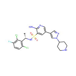 C[C@H](NS(=O)(=O)c1cc(-c2cnn(C3CCNCC3)c2)cnc1N)c1c(Cl)ccc(F)c1Cl ZINC000096285903