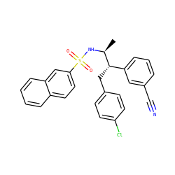 C[C@H](NS(=O)(=O)c1ccc2ccccc2c1)[C@@H](Cc1ccc(Cl)cc1)c1cccc(C#N)c1 ZINC000028705003
