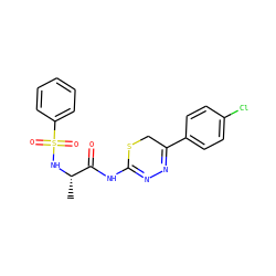 C[C@H](NS(=O)(=O)c1ccccc1)C(=O)NC1=NN=C(c2ccc(Cl)cc2)CS1 ZINC000013864132