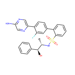 C[C@H](NS(=O)(=O)c1ccccc1-c1ccc(-c2cnc(N)cn2)c(F)c1)[C@@H](O)c1ccccc1 ZINC000218627355