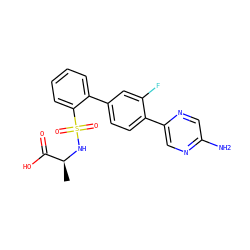 C[C@H](NS(=O)(=O)c1ccccc1-c1ccc(-c2cnc(N)cn2)c(F)c1)C(=O)O ZINC000224734392