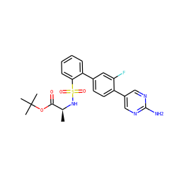 C[C@H](NS(=O)(=O)c1ccccc1-c1ccc(-c2cnc(N)nc2)c(F)c1)C(=O)OC(C)(C)C ZINC000224775572