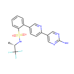 C[C@H](NS(=O)(=O)c1ccccc1-c1ccc(-c2cnc(N)nc2)nc1)C(F)(F)F ZINC000224719528