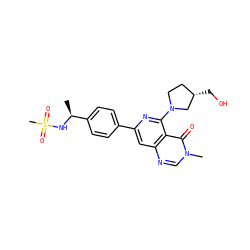 C[C@H](NS(C)(=O)=O)c1ccc(-c2cc3ncn(C)c(=O)c3c(N3CC[C@H](CO)C3)n2)cc1 ZINC000115625044