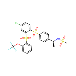 C[C@H](NS(C)(=O)=O)c1ccc(S(=O)(=O)c2ccc(Cl)cc2S(=O)(=O)c2ccccc2OC(F)(F)F)cc1 ZINC000028528933