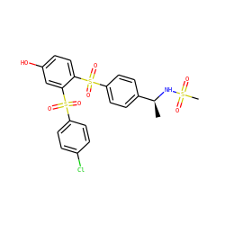 C[C@H](NS(C)(=O)=O)c1ccc(S(=O)(=O)c2ccc(O)cc2S(=O)(=O)c2ccc(Cl)cc2)cc1 ZINC000028528939