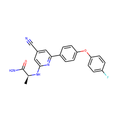 C[C@H](Nc1cc(C#N)cc(-c2ccc(Oc3ccc(F)cc3)cc2)n1)C(N)=O ZINC000114592357