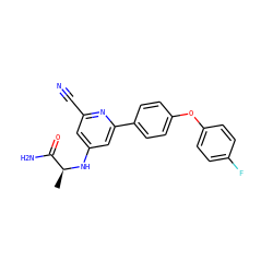 C[C@H](Nc1cc(C#N)nc(-c2ccc(Oc3ccc(F)cc3)cc2)c1)C(N)=O ZINC000114593468