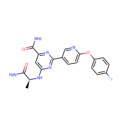 C[C@H](Nc1cc(C(N)=O)nc(-c2ccc(Oc3ccc(F)cc3)nc2)n1)C(N)=O ZINC000206203702