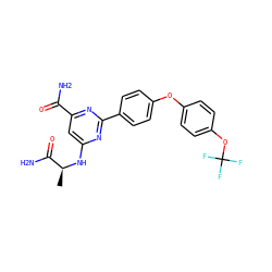 C[C@H](Nc1cc(C(N)=O)nc(-c2ccc(Oc3ccc(OC(F)(F)F)cc3)cc2)n1)C(N)=O ZINC000142478600