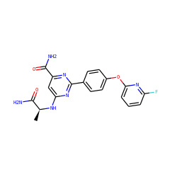 C[C@H](Nc1cc(C(N)=O)nc(-c2ccc(Oc3cccc(F)n3)cc2)n1)C(N)=O ZINC000142522863