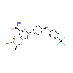 C[C@H](Nc1cc(C(N)=O)nc(C2=CC[C@H](Oc3ccc(C(F)(F)F)cc3)CC2)n1)C(N)=O ZINC000142365502