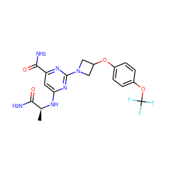 C[C@H](Nc1cc(C(N)=O)nc(N2CC(Oc3ccc(OC(F)(F)F)cc3)C2)n1)C(N)=O ZINC000142420501