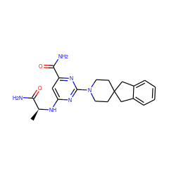 C[C@H](Nc1cc(C(N)=O)nc(N2CCC3(CC2)Cc2ccccc2C3)n1)C(N)=O ZINC000142343479