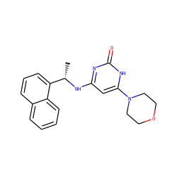 C[C@H](Nc1cc(N2CCOCC2)[nH]c(=O)n1)c1cccc2ccccc12 ZINC000095580642