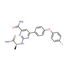 C[C@H](Nc1nc(C(N)=O)cc(-c2ccc(Oc3ccc(F)cc3)cc2)n1)C(N)=O ZINC000142351621