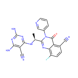 C[C@H](Nc1nc(N)nc(N)c1C#N)c1nc2c(F)ccc(C#N)c2c(=O)n1-c1cccnc1 ZINC000220853246