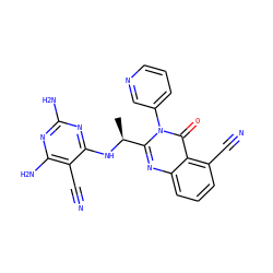 C[C@H](Nc1nc(N)nc(N)c1C#N)c1nc2cccc(C#N)c2c(=O)n1-c1cccnc1 ZINC000220886033