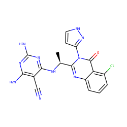 C[C@H](Nc1nc(N)nc(N)c1C#N)c1nc2cccc(Cl)c2c(=O)n1-c1cc[nH]n1 ZINC001772570698