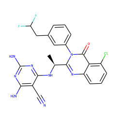 C[C@H](Nc1nc(N)nc(N)c1C#N)c1nc2cccc(Cl)c2c(=O)n1-c1cccc(CC(F)F)c1 ZINC000219326890