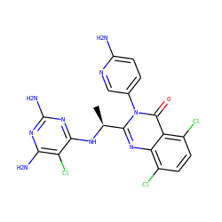 C[C@H](Nc1nc(N)nc(N)c1Cl)c1nc2c(Cl)ccc(Cl)c2c(=O)n1-c1ccc(N)nc1 ZINC000220868321