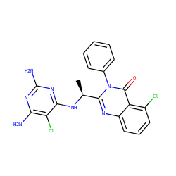 C[C@H](Nc1nc(N)nc(N)c1Cl)c1nc2cccc(Cl)c2c(=O)n1-c1ccccc1 ZINC000209547052