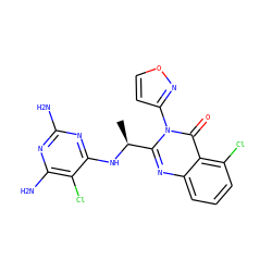 C[C@H](Nc1nc(N)nc(N)c1Cl)c1nc2cccc(Cl)c2c(=O)n1-c1ccon1 ZINC001772603872