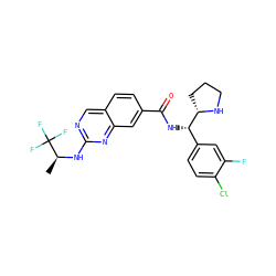 C[C@H](Nc1ncc2ccc(C(=O)N[C@@H](c3ccc(Cl)c(F)c3)[C@@H]3CCCN3)cc2n1)C(F)(F)F ZINC000207547467