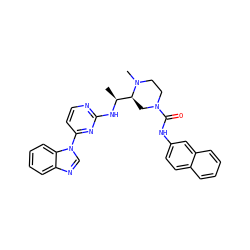 C[C@H](Nc1nccc(-n2cnc3ccccc32)n1)[C@@H]1CN(C(=O)Nc2ccc3ccccc3c2)CCN1C ZINC000045261147