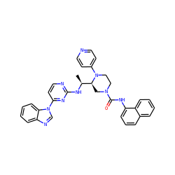 C[C@H](Nc1nccc(-n2cnc3ccccc32)n1)[C@@H]1CN(C(=O)Nc2cccc3ccccc23)CCN1c1ccncc1 ZINC000049678541