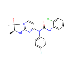 C[C@H](Nc1nccc(N(C(=O)Nc2ccccc2Cl)c2ccc(F)cc2)n1)C(C)(C)O ZINC000034642815