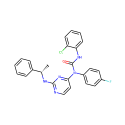 C[C@H](Nc1nccc(N(C(=O)Nc2ccccc2Cl)c2ccc(F)cc2)n1)c1ccccc1 ZINC000036761638