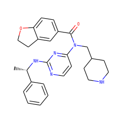 C[C@H](Nc1nccc(N(CC2CCNCC2)C(=O)c2ccc3c(c2)CCO3)n1)c1ccccc1 ZINC000049067437