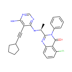C[C@H](Nc1ncnc(N)c1C#CC1CCCC1)c1nc2cccc(Cl)c2c(=O)n1-c1ccccc1 ZINC000219111979