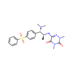 C[C@H](Nc1nn(C)c(=O)n(C)c1=O)[C@H](c1ccc(S(=O)(=O)c2ccccc2)cc1)N(C)C ZINC001772624014