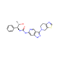 C[C@H](O)[C@@H](NC(=O)Nc1cc2[nH]nc(N3CCc4ncsc4C3)c2cn1)c1ccccc1 ZINC001772605350