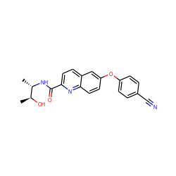 C[C@H](O)[C@H](C)NC(=O)c1ccc2cc(Oc3ccc(C#N)cc3)ccc2n1 ZINC000584629386