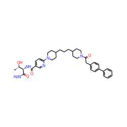 C[C@H](O)[C@H](NC(=O)c1ccc(N2CCC(CCCC3CCN(C(=O)Cc4ccc(-c5ccccc5)cc4)CC3)CC2)nc1)C(N)=O ZINC000096283465